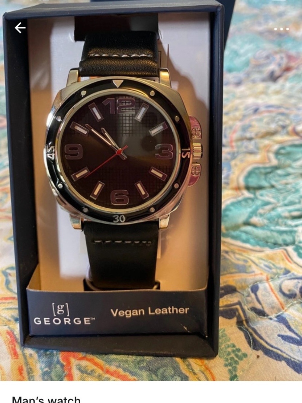 George Black Dial Men's Watch with Silver Case